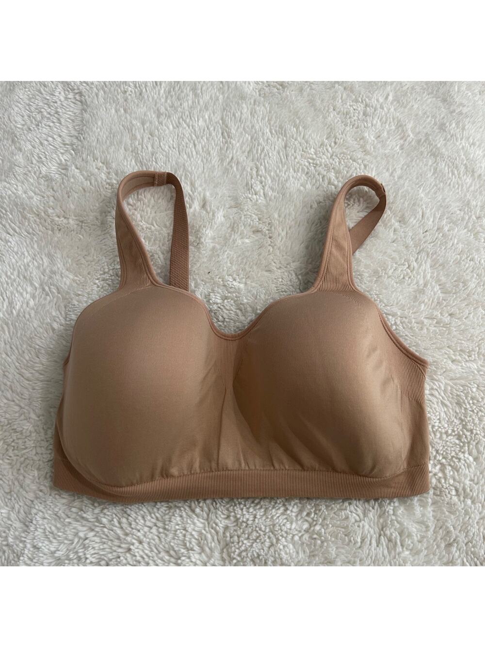 Lands End Womens Tan Padded Sports Bra Sz 2XL Casual Intimates Loungewear Basics